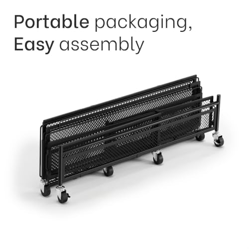Under Bed Storage with Wheels – Heavy Duty Large Metal Storage Container (70lb load), Low Profile Rolling Organizer with Removable Rubber Wheels, Easy Access for Clothes, Shoes & Blankets - size: Pack of 2