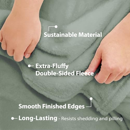 DEZ FURNISHINGS Ultra Soft Plush Fleece Throw Blanket, Double Sided Cozy Thick Warm Blanket for Sofa & Bed, Throw XL (60" x 70"), Sage Green - color: Sage Green, size: Throw XL (60" x 70")