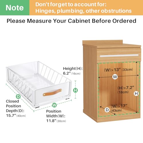 2Pack Pull out Cabinet Organizer,Heavy Duty Slide out Pantry Shelves Drawer Storage with Adhesive Nano Film,Sliding Mesh Basket with Handle for Kitchen, Bathroom, Home, 11.8W" X 15.7"D X 6.2"H,White - color: White, size: 11.8"Wide-15.7"Deep (2Pack)