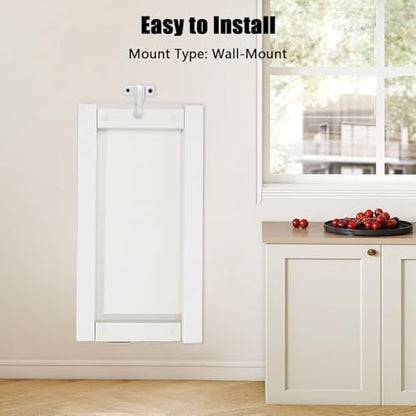Wall Mounted Folding Table with Legs, 29.52 * 15.75 * 29.13in Small Folding Dining Table, Wall Mounted Foldable Desk for Small Space, Laundry, Dining Room, Bedroom, Home Office (White)