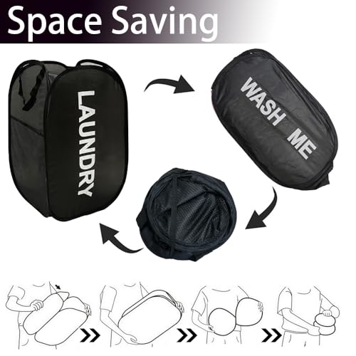 Collapsible Laundry Basket Foldable Laundry Hamper Pop Up Basket Dirty Clothes Hamper for College Dorm, Travel, Cruise, Hotel, Black - color: Black