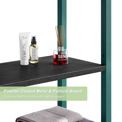 Kalrin Over-The-Toilet Storage Rack, 4-Tier Bathroom Organizer Shelf Over Toilet with Adjustable Shelf and Basket, Freestanding Space Saver Bathroom Shelves Above Toilet for Room (Green- Black) - color: Green- Black
