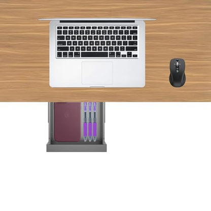 Under Desk Mounted Sliding Pull-out Drawer for Office Desk | Table Storage Organizer for Sit Stand Workstation- W 9.8" x D 9.8" x 2.5", Metal, Black (Small) - size: 1TierSmall