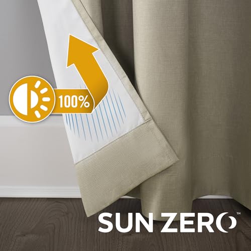 Sun Zero Columbia 2-Pack Thermal Energy Saving 100% Blackout Grommet Curtain Panel Pair, 50" x 95", Stone - color: Stone Beige, size: 50"W x 95"L (Pack of 2)