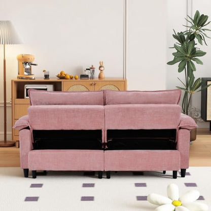73" Plush Velvet Convertible Loveseat Sleeper Sofa Bed, Loveseat Convertible with Hidden Mattress, Sofa Bed Couch Simple Assembly for Small Apartment and Guest Space, Pink - color: Pink