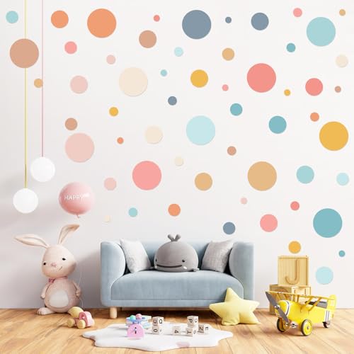 Zonon 264 Pcs Polka Dot Wall Decals for Classroom Decor Kids Circle Wall Sticker Vinyl Peel and Stick Colorful Removable for Nursery Bedroom Playroom Living Room(Bright Colors) - color: Morandi Color, style: Classic