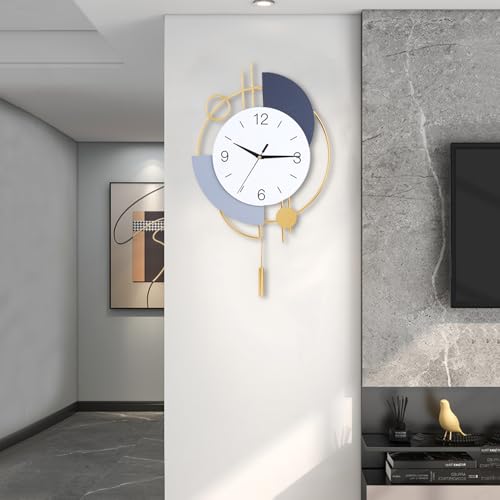 Dankeit Wall Clock, Silent Quality Quartz Battery Operated with Pendulum, Large Wall Clock for Living Room Kitchen Home Bathroom Bedroom Wall Decor,13x21.65inch(Golden) - color: Golden, size: 13x21.65inch
