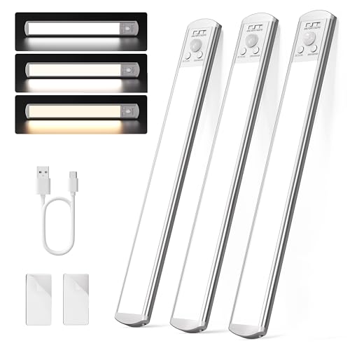 Joyzy 3 Pack Motion Sensor Cabinet Light Closet Lighting Led Rechargeable | Magnetic Dimmable Wireless Stove Sink Lights - size: 3 pack-11.8"