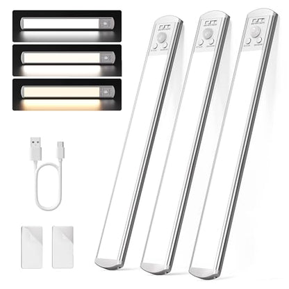 Joyzy 3 Pack Motion Sensor Cabinet Light Closet Lighting Led Rechargeable | Magnetic Dimmable Wireless Stove Sink Lights - size: 3 pack-11.8"