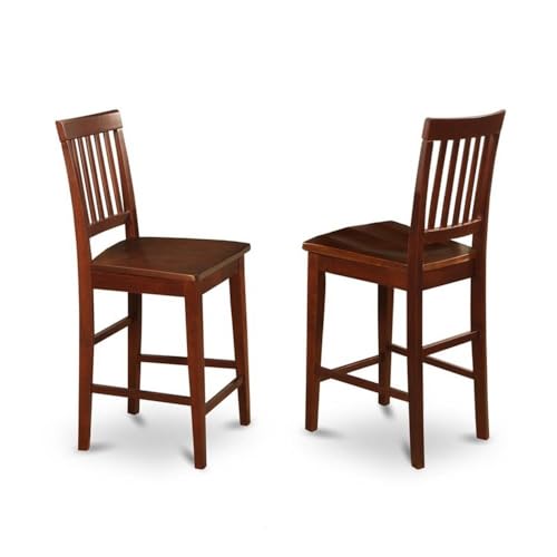 East West Furniture JAVN5-MAH-W 5 Piece Kitchen Counter Set Includes a Round Dining Table with Pedestal and 4 Dining Room Chairs, 36x36 Inch, Mahogany - color: Javn5-mah-w