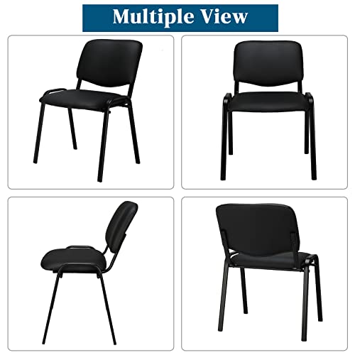 VINGLI 10-Pack Waiting Room Chairs, Stackable Chair for Office, Pu-Black | Stacking Chairs, Armless Church Chairs, Space-saving, Guest & Reception, Office Lobby, Business Hall - color: Pu-black, size: 10-pack
