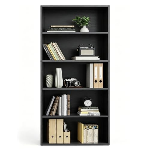 HealSmart 5 Tier Bookcase, Industrial 5 Book Shelf, 9.2" D x 23.8" W x 53" H Tall Open Cube Storage Organizer for Home Office, Living Room, Bedroom and Dinning Room, Black - color: Black, size: 5 Shelf