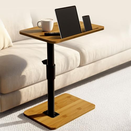 Couch Tray Table Adjustable Height/360 Swivel TV End Desk Sofa Armrest Side C Shaped Tables for Bed Stand Recliner Bedside Small Spaces, Living Room Bedroom, Portable Dining Desk for Coffee Eating