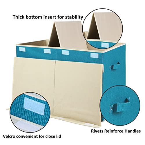 Large Toy Box Chest Storage with Flip-Top Lid, Kids Toy Storage Bin Boxes | Toy Chest with Rivets Handles for Kids, Boys, Girls, Nursery, Playroom, Living Room, Bedroom, 25"x 13" x 16" (Linen Teal) - color: Large Teal