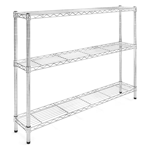 Shelving Inc. 8" d x 48" w Chrome Wire Shelving with 3 Tier Shelves | Weight Capacity 800lbs Per Shelf, Durable Kitchen and Garage Storage Shelves, Adjustable Shelf Organizer Storage Rack - size: 8" d x 48" w x 34" h