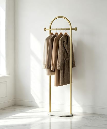 Gold Freestanding Coat Rack, Modern Metal Coat Tree, Sturdy Hall Tree for Entryway, Bedroom, Living Room, Hanging Coats, Hats, Bags - color: A2