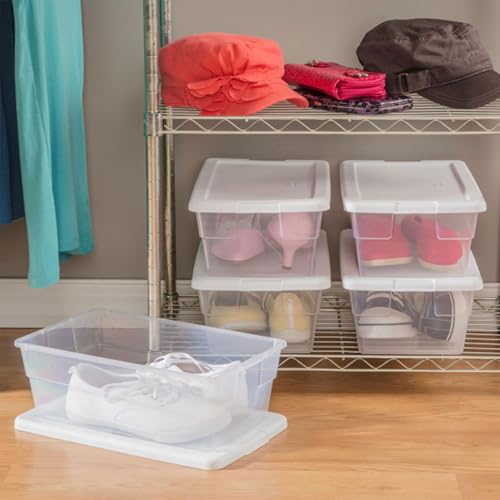 Sterilite 48-Pack 6 Quart Storage Box, Stackable Clear Plastic Bins with Snap-On Lids – Heavy-Duty Organizing Containers for Closet, Bathroom & Office - size: 6 Quart, style: 48 Pack