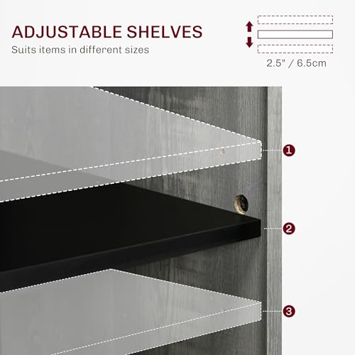 HOMCOM Farmhouse Sideboard Buffet Cabinet Barn Door Gray | Coffee Bar Cabinet, Drawer, Adjustable Shelf, Kitchen, Living Room, Entryway - color: Stone Gray