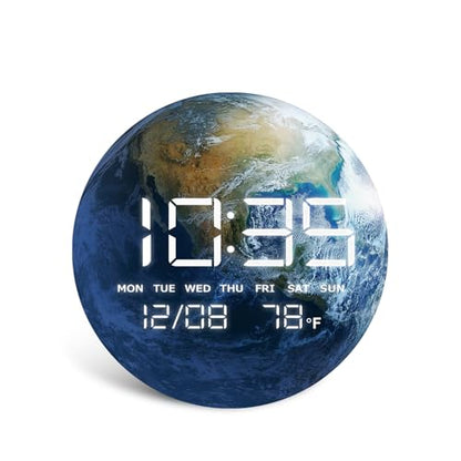 Digital Desk & Shelf Clock, LED Moon/Earth Design, Temperature Display, 7.87 x 7.87 inches (Earth, 7.87 INCH) - color: Earth, size: 7.87 INCH