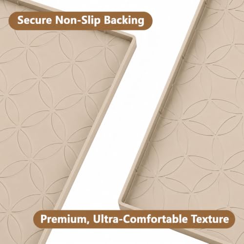 34"x22" Silicone Shelf Liner & Waterproof Under Sink Mat(Beige) | Durable Under Sink Organizer Tray with Raised Edge, Protects Bottom Cabinets & Shelves from Leaks & Cleaning Supplies - color: Beige