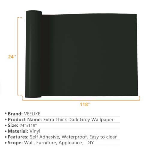 VEELIKE Vintage Dark Green Wallpaper Peel and Stick Moody Forest Green Wall Paper for Bathroom Bedroom Accent Walls 24''x118'' Wide Self Adhesive Removable Contact Paper for Kitchen Cabinets Furniture - color: Dark Green, size: 24" x 118"