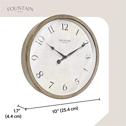 10" Silent Modern Farmhouse Wall Clock, Gray Oak Finish | Battery Operated, Regular Arabic Numeral, Accurate & Easy to Read for Living Room, Bedroom, Kitchen & Home Office - color: Light Gray Oak, size: 10 inch