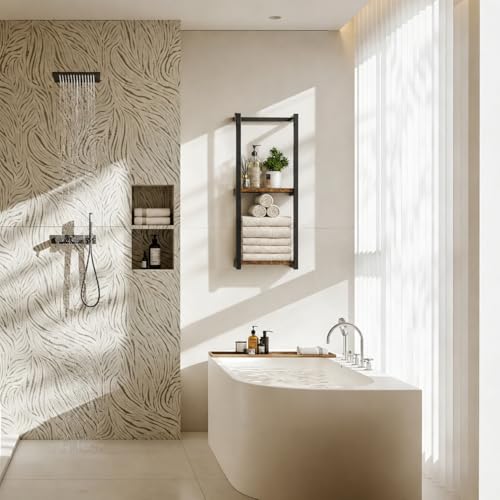 2 Pack Towel Racks for Bathroom, 2 Tier Wall-Mounted Towel Rack, Home Decor Shelf, Space-Saving Organizer Rack for Household, Bathroom, and Bedroom