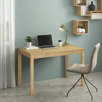 Flow Modern Wooden Rectangle Desk Table with Hidden Drawer – Waterproof & Heat Resistant - Sand - color: Sand, size: 47 Inch, style: Desk