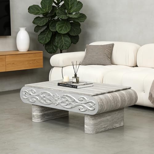 39.4" Lift Top Coffee Table with Hidden Storage & Antique Design for Living Room, Rectangular MDF Wooden Center Table Tea Table for Apartment, Grey - color: 39.4" Lift Top Coffee Table With Antique Design,grey