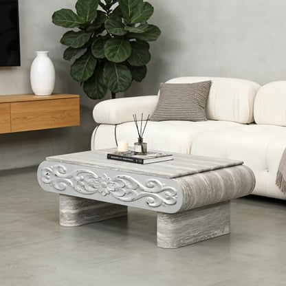 39.4" Lift Top Coffee Table with Hidden Storage & Antique Design for Living Room, Rectangular MDF Wooden Center Table Tea Table for Apartment, Grey - color: 39.4" Lift Top Coffee Table With Antique Design,grey