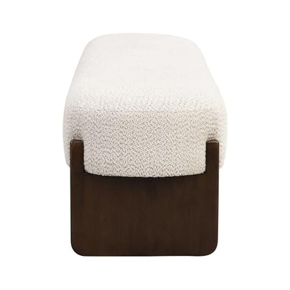 Christopher Knight Home Arden Minimalist Style Rectangular Loop Yarn Fabric Ottoman Bench, Rubberwood Frame, Entryway Bench, Living Room Sofa Extra Seat, End of Bed Footstool, Beige+Brown - color: Beige+brown