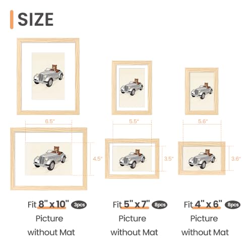 upsimples Picture Frames set of 19, Including 8x10, 5x7, 4x6 Natural Frame | Multi Picture Frames Collage Wall Decor, Gallery Wall Frame Set, Gift For Christmas, Mothers' day, Wedding, Dorm, Living Room - color: Natural