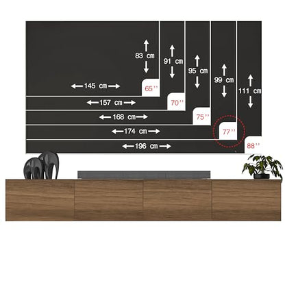 Atelier Mobili Floating TV Stand Wall Mounted for 75-85 Inch TVs - Modern Entertainment Center with Storage - 2-Piece Modular Design Easy Assembly - Walnut Wood Media Console Cabinet for Living Room - size: 4 Doors