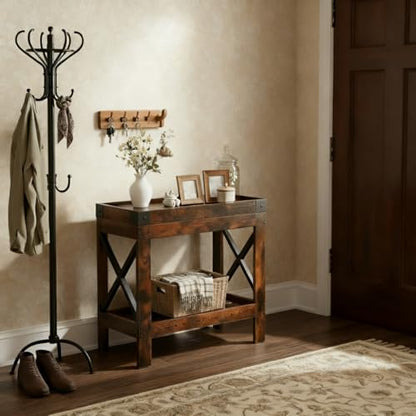 Narrow Side Table, Slim End Table,Sofa Side Table, End Table Nightstand for Bedroom, Living Room, Small Spaces - color: Rustic Brown, style: Farmhouse