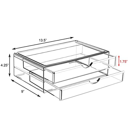 Sorbus Large Stackable Acrylic Drawers - 2 Clear Storage Drawers for Organizing Make up, Nail Polish, Hair Accessories, and Beauty Supplies - Makeup Organizer for Vanity, Bathroom Organizer Countertop