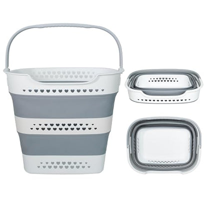 Large Collapsible Laundry Baskets for Dirty Clothes, Plastic Laundry Hamper for Dorm Bedroom Blankets, 43L Foldable Clothes Hamper for Laundry, Space Saving Pop-Up Storage Container/Organizer