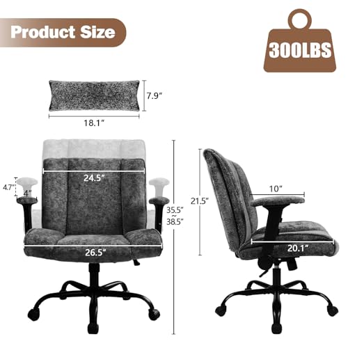 Criss Cross Chair with Wheels & Flip Arms, Wide Cross Legged Office Chair with Adjustable Tilt Criss-Cross Desk Chair with Lumbar Support for Home Office, Bedroom, Apartment Black - color: Black