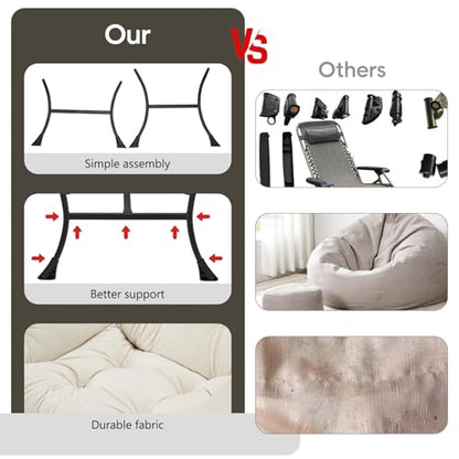 Lazy Chair with Folding Ottoman Modern Large Accent Chair,Contemporary Lounge Leisure Sofa Chair with Armrests Upholstered Sofa Armchair Reading Chair for Bedroom,Dorm & Office (Beige-f) - color: Beige