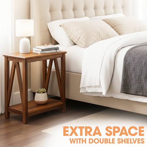 ENKEZI Narrow End Table with Shelf – Slim Side Table, Nightstand for Small Spaces, Bedroom, Living Room, Balcony or Outdoor Use (Minimalist A) - style: Minimalist A