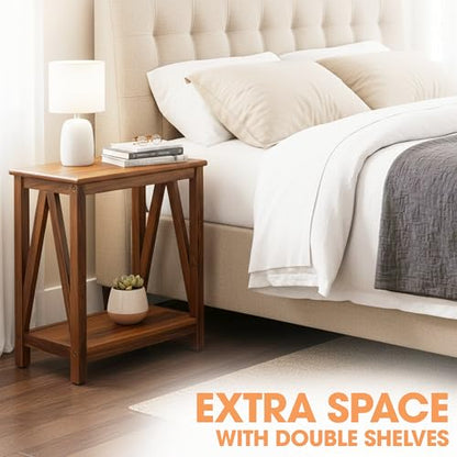 ENKEZI Narrow End Table with Shelf – Slim Side Table, Nightstand for Small Spaces, Bedroom, Living Room, Balcony or Outdoor Use (Minimalist A) - style: Minimalist A