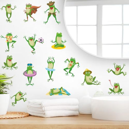 Cute Frog Wall Decals Frog Wall Stickers Peel and Stick Removable DIY Decoration for Kids Bedroom Playroom Classroom Nursery Decor - style: Frog