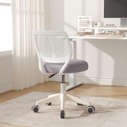 JPBSTO Armless Desk Chair, Height Adjustable Swivel Office Rolling Task Chairs with Soft Mesh Padded Cushion, Ergonomic Small Study Computer Chair for Girls Boys Teens (Gray, 1PC) - color: Grey