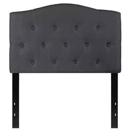 EMMA + OLIVER Twin Tufted Headboard | Adjustable Bed Rail Slots, Fabric Upholstered - color: Dark Gray, size: Twin