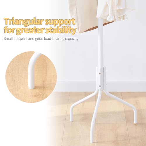 Coat Rack Freestanding for entryway,Living Room,Bedroom,Metal coat tree with12 Hooks and 3 Legs,hat stand (White) - color: White