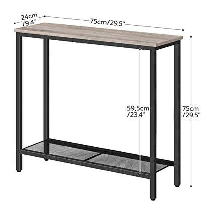HOOBRO 29.5" Narrow Console Table, Small Entryway Table with Shelf, 2 Tier Thin Sofa Table, Behind Couch Table, Side Table, for Hallway, Living Room, Bedroom, Greige and Black BG74XG01 - color: Greige + Black