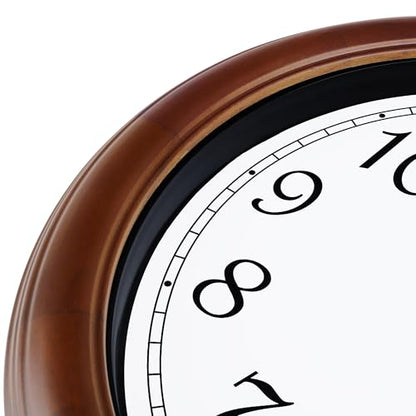 Lafocuse 12 Inch Silent Solid Wood Wall Clocks Battery Operated, Analog Brown Wall Clock for Living Room Decor, Retro Kitchen Clock for Bedroom Home Office