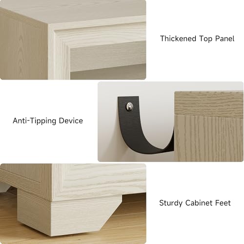 60 Inches Sideboard Buffet Cabinet with Storage and 4 Doors, White | Large Sideboard Kitchen Cabinet with Open Shelf & Adjustable Shelf, Kitchen Coffee Bar Console Table for Living Room, Hallway - color: White