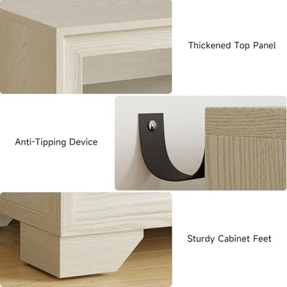 60 Inches Sideboard Buffet Cabinet with Storage and 4 Doors, White | Large Sideboard Kitchen Cabinet with Open Shelf & Adjustable Shelf, Kitchen Coffee Bar Console Table for Living Room, Hallway - color: White