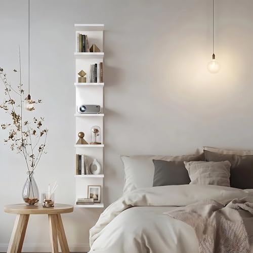 7 Tier Floating Shelf for Wall - Simple Display Shelf for Small Spaces, Decorative Hanging Shelf for Room Decor, Entryway, Dressing Room, Bedroom and Bathroom，White - color: White, size: Big 7 Tier|59.3" Height