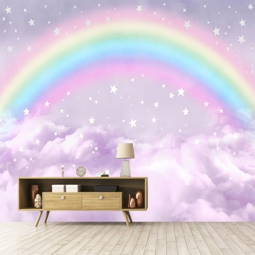 Children's Room Colorful Rainbow Peel-and-Stick Wallpaper 96"x137" | Clouds, Self-adhesive, Wall Mural,Bedroom,Beautiful,Large-scale mural paintings - color: Zzsl-02, size: 96"x137"